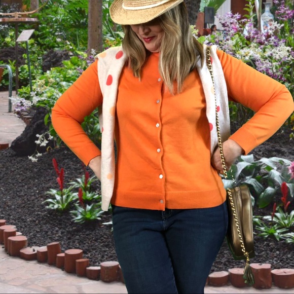 Land’s End Women’s Cardigan Orange Button Down